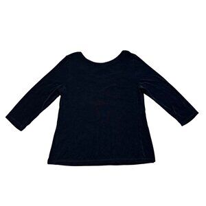 Travelers By Chicos Black 3/4 Sleeve Top Size 2 Large With Back Cross Detail